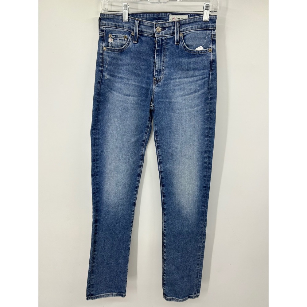 AG Adriano Goldschmied Mari High Rise Slim Straight Blue Aged Denim Jeans 27